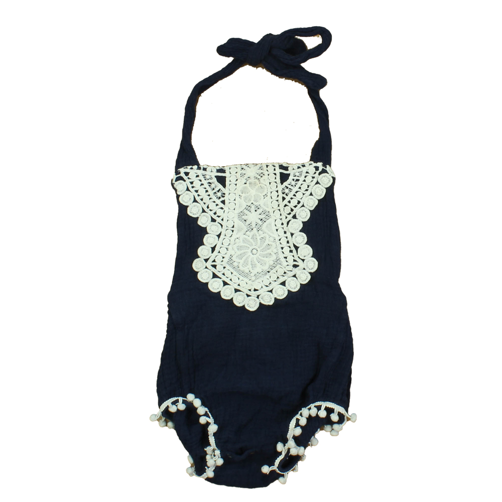 Bailey's Blossoms Girls Blue | White Romper size: 6-12 Months